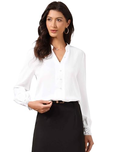 Chemisier col fendu Allegra K en mousseline chic pour femme
