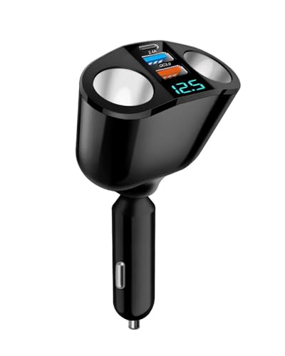 120W Car Charger Adapter 12V-24V Car Cigarette Lighter USB Charger Dual USB Car Charger Fast Charging Power Adapter for Smart Phones/iPad/Tablets/GPS/Vehicle Devices (120 Watts)