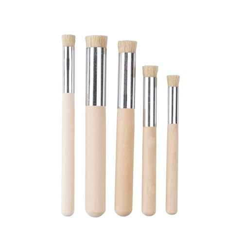 Ideen mit Herz Pincel de Punta Redonda con cerdas, para acrílico, Acuarela, Pinturas al óleo, Varios tamaños, Juego de 5 Unidades