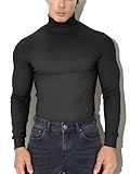 Yewloch Mens Turtleneck Long Sleeve Shirts Thermal Base Layer T-Shirts Pullover Top Lightweight Undershirt Black,S