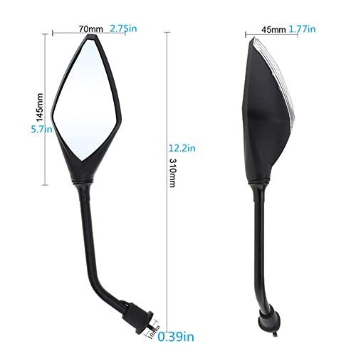 Windance Universal Motorcycle Rear View Side Mirrors With Led Turn Signals Compatible With Suzuki Cruiser #TOP3