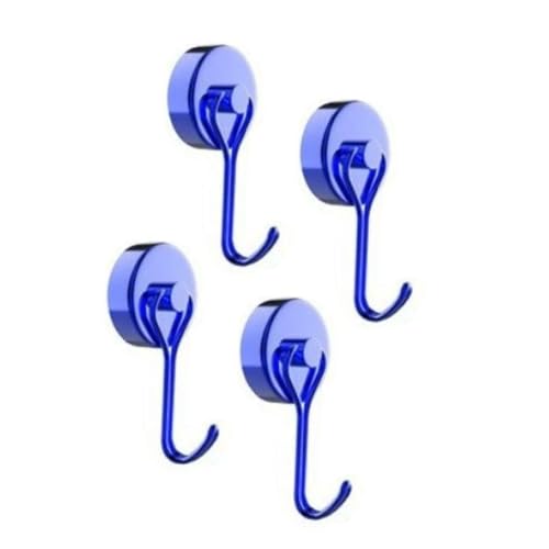 マグネットフック 強力 マグネット フック キッチン 金属製保護パッド 超強力 ネオジム磁石 ステンレス製 ブルー Mサイズ 4本