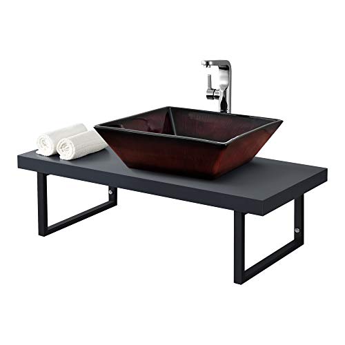[neu.haus] Encimera de Lavabo 100 x 45 x 30 cm Toallero Estante de Baño Tablero de Pared para Lavabo con Soporte de Metal Mueble de Baño Gris Oscuro