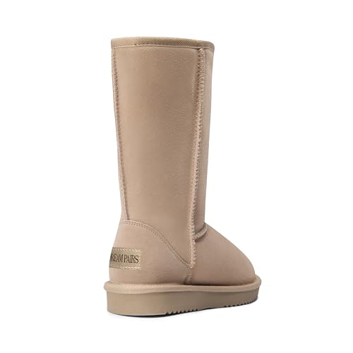 DREAM PAIRS Women's High-top Winter Snow Boots Faux Fur Lining Pull on Warm Comfortable Outdoor Booties Shoes for Women FuzzyClassic,Size 5,Sand,SHORTY_HIGH