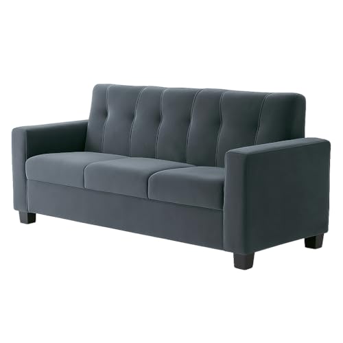 Image of FURNY Asano 3 Seater Fabric Sofa Set (Dark Grey) | Durable Comfort | Modern Design | Ideal for Living Room