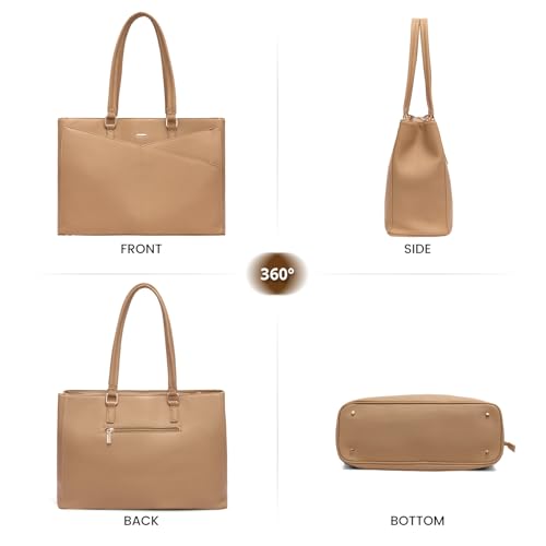 Image of Laptop Tote Bag for Women 15.6 Inch Waterproof Leather Computer Laptop Bag Women Business Office Work Bag Briefcase Large Travel Handbag Shoulder Bag