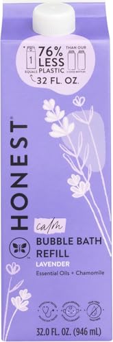 The Honest Company Foaming Bubble Bath Refill Carton, Gentle for Baby, Naturally Derived, Tear-Free, Hypoallergenic, Lavender Calm, 32 fl oz