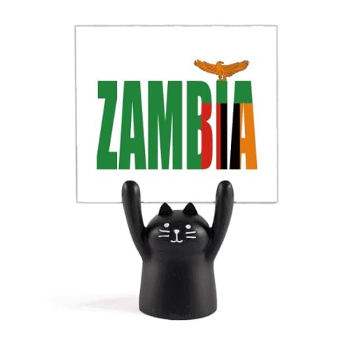 Porte-mémo motif drapeau de la Zambie chat noir art déco pour notes