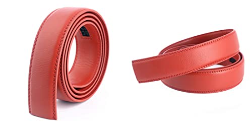 Men Belt Automatic Slide Leather 1.37" width Ratchet Belt Trim to Fit Adjustable Without Buckle/Length 51"2