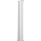 AFCO EA0608INFSATUTU 6' x 8' Endura-Aluminum Column, Square Shaft (For Post Wrap Installation), Non-Tapered, Fluted, Gloss White Finish w/ Capital & Base