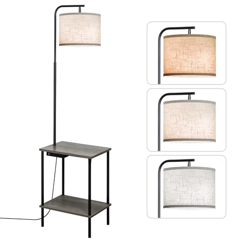 EOEYYOYB Floor Lamp with Table, End Table Lamp with USB