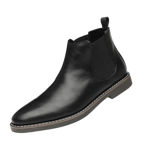 SywzX&xfybz Men's Chelsea Boots Classic Elastic Dress Boots Casual Men's Leather Chelsea Ankle Boots