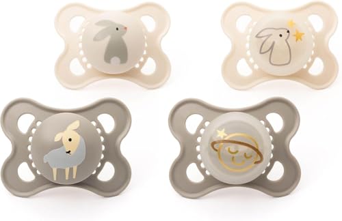 MAM Original Day & Night Soothers | 0-6 Months | 4 Pack | Includes 2X Glow in The Dark Dummies | Orthodontic Design | Baby Accessories | Pink (Various Designs)