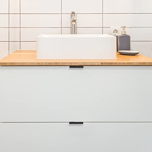 Image of 10 Pack Finger Pulls for Cabinets - 64mm /2.5in Hole Center Black Handles | 80mm /3.15 inch Overall Length, Edge Pulls, Concealed Tab Kitchen Drawers Pulls, Easy Install, Screws Included, Rust-Resistant
