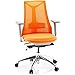Produktbild hjh OFFICE 731417 Profi Bürostuhl FALUN Grey Stoff/Netz Orange Drehstuhl ergonomisch, Armlehnen & Lordosenstütze verstellbar