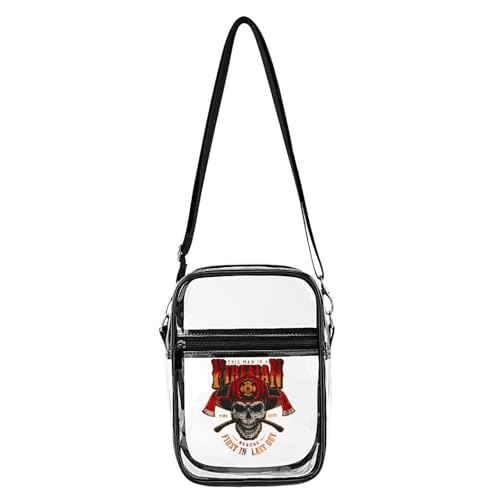 Vintage Firefighter Skull Clear Crossbody Bag Stadium Bag