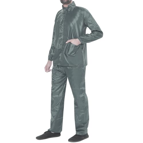 Image of BENAVJI Men's Waterproof Rain Wear Combo | Hooded Raincoat Suit with Pants for Riding, Camping & Travel