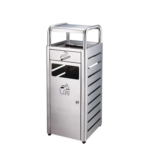 Cendrier extérieur vertical haut de gamme et poubelle de recyclage en acier inoxydable brossé