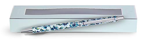 Vera Bradley Black Ink Ballpoint Pen with Gift Box, Blue Floral Pen Accepts Standard Refills, Cloud Vine