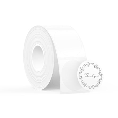 SUPVAN T50M Label Maker Tape Adapted Label Print Paper Refill White Round Size ��1.18 210pcs Thermal Laminated Waterproof Self-Ad