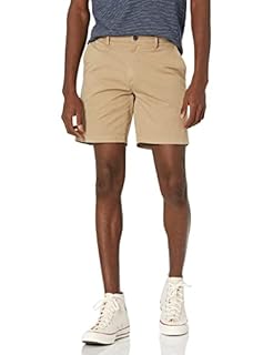 Goodthreads Men's Slim-Fit 7" Flat-Front Comfort Stretch Chino Short, Khaki Brown, 36 (B077RPX666)
