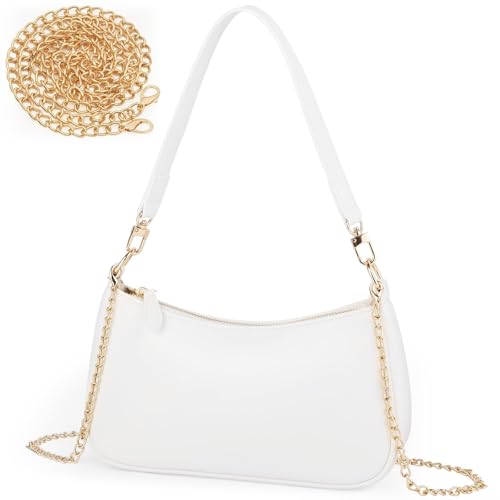Aucuu Kleine Handtasche Damen, Clutch-Handtaschen mit Kette, Retro Schultertasche für Damen, Mini Hobo Bag, Kleine Umhängetasche mit Reißverschluss