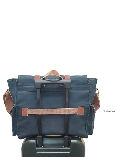 Image of The House of tara Canvas Messenger bags Large | Cotton Sling One Side Shoulder Bags for Men & Women with Adjustable Crossbody strap, Padded Partition & 4 External Pockets