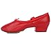 Chaussures De Danse Femme,Chaussures De Ballet en Cuir Bas Mou Chat Griffe Chaussures Professeur Chaussures À Talons Bas Dames Adultes Chaussures Salle De Bal Jazz Chaussures De Danse Latine,39,Rouge