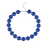 Chunky Pink Beaded Choker Necklace for Women Y2k Funky Bubblegum Adjustable Bead Necklace for Men Best Jewelry Gift for Men-blue