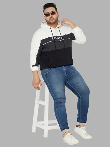 Image of AUSTIVO Men's Multi Full Sleeve Printed Hooded Plus Size Sweatshirt
