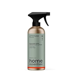ATTITUDE Multi-Purpose Cleaner with Essential Oils, EWG Verified, Plant and Mineral-Based Ingredients, Vegan Household Products, Refillable Aluminum Bottle, Orange and Sage, 16 Fl Oz