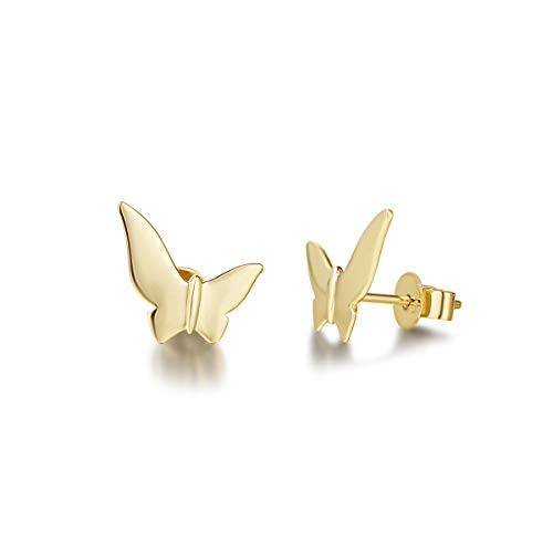 Pendientes De Oro Amarillo De 14 Quilates 585, Mariposa Básica Minimalista Genuina Joyería Para Damas Mujeres Niñas - Tamaño: 12 10 Mm Pendientes De Oro Amarillo De 14 Quilates 585, Mariposa Básica Minimalista Genuina Joyería Para Damas Mujeres Niñas - Tamaño: 12 10 Mm