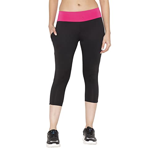 Image of BODYACTIVE Women's High Waisted Yoga Capris with Pockets, Non See Through Workout Sports Running Capri, Tummy Control-LC09-BLK