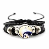 Jack and Sally Nightmare Before Christmas Beaded Adjustable Hand Woven Leather Bracelet Braided Inspired Couple Matching Bracelets Promise Engagement Wedding Anniversary Birthday Valentine's Day Gifts