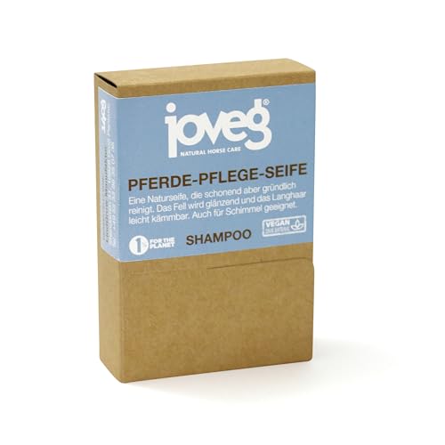 joveg® Pferdeseife Shampoo, Pferde-Pflege, Hautpflege -Bio Shampoo Seife, Reinigung, Pflege, Schweifwäsche, Mähne, Schimmel- Made in Germany, Handgemacht, 140g