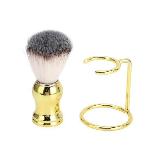 HOSEONFN Brocha de afeitar para hombres, mango ergonómico, cerdas sintéticas finas, soporte de metal, kit de aseo portátil para cuidado facial, barbería y uso en viajes