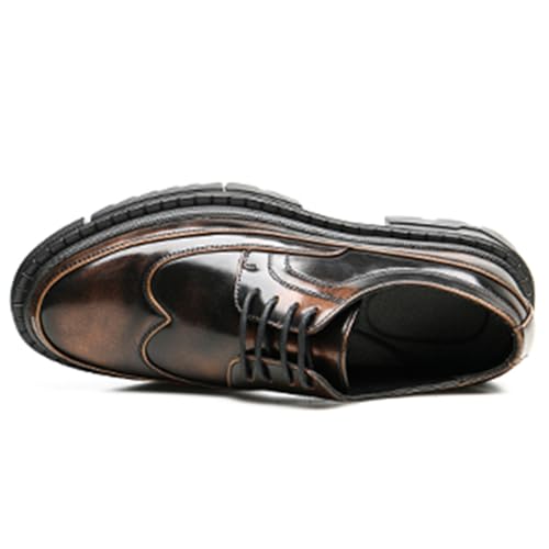 Mens Platform Wingtip Oxfords Comfortable Round Toe Lug Thick Sole Brogues for Dress Business Work Office4