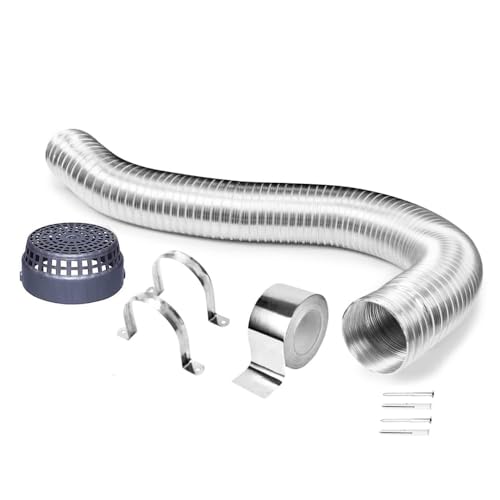 Image of Flexible Chimney Pipe with Cowl For Kitchen | Aluminium Exhaust Pipe | Complete Installation Kit with Cowl Cover, 2m Tape, and 2 Clamp | Fits For Multi Brands (4 Inch-10 Feet Pipe)