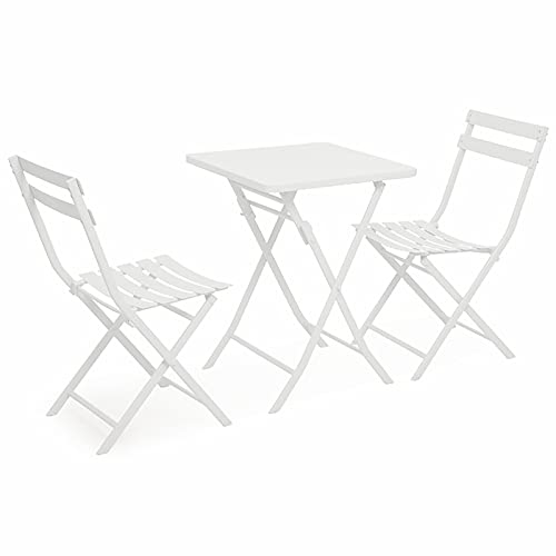 Juego de muebles plegables para patio al aire libre, mesa y sillas de bistró de metal, compacto y portátil para jardín, balcón, terraza y patio trasero