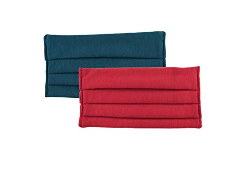 NatuGena Mund und Nasen Behelfsschutz, Stoffmaske mit Nasenbügel für perfekten Halt, waschbar, by Stöhr Knitwear Angebot, 2er Pack, blau rot, Made in Germany