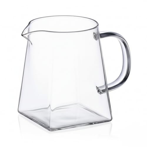 I-MART Small Glass Pitcher 12 Ounce Clear Creamer Pitcher for Coffee and Tea, Heat Resistant Glass Jug for Milk Frothing, Water, Juice, and Kitchen Use