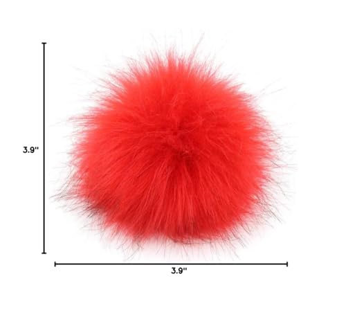 Image of Fluffy Faux Fur Pom Pom Ball for Knitting Accessories, Artificial Pompom with Elastic Cord, Hats Scarves Gloves Bags Charm Accessories, 3.9 Inch Pack of 12 (Watermelon)