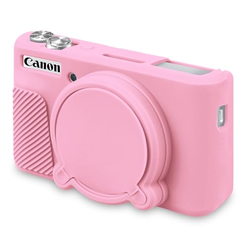 BOVKE Funda de Silicona para Canon Powershot SX740 / SX730 HS Cámara Compacta, Funda Blanda para Cámara SX740, Funda de Goma para Camera con Tapa Extraíble para el Objetivo, Rosa