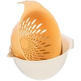 VALICLUD Cesta de Drenaje Doble Capa Pequeña en Color Amarillo Claro, Cesta Coladora de Plástico para Escurrir Frutas y Verduras, Escurridor Doméstico Práctico para Cocina y Lavado Rápido
