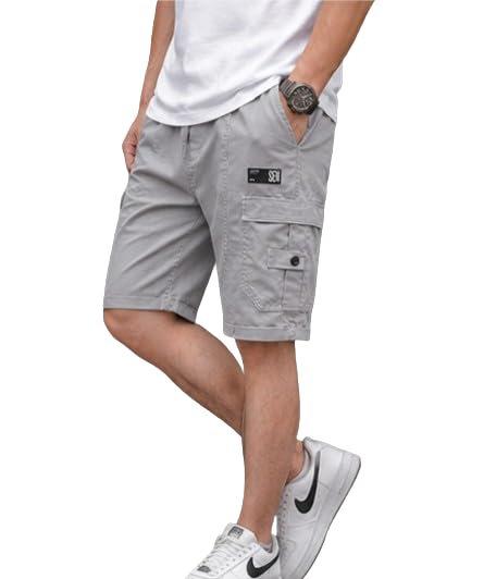 Men's Cotton Cargo Shorts | Knee Length Casual Shorts for Men | Colorblocked Mid Rise Elastic Waist Shorts Pant with 4 Pockets | Comfortable-image-25