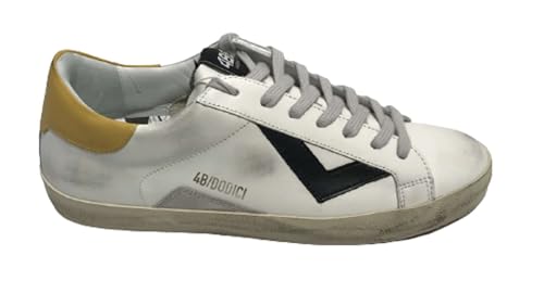 4B12 Scarpa Uomo Sneakers in Pelle White/Yellow