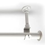 Room/Dividers/Now Adjustable Ceiling-Mounted Curtain Rod Support Brackets, White (1 Set of 2) | Heavy Duty Adjustable Wall Mount Curtain Rod Support Brackets