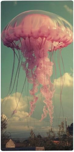 フェイスタオル 薄手 巨大なピンクのクラゲ タオル 吸水 速乾 ふわふわ 柔らか肌触り 奇妙な動物 フェイシャルタオル 洗顔タオル 大判 家庭用、ホテル、業務用、スポーツなどにも最適 四季通用 73x35cm