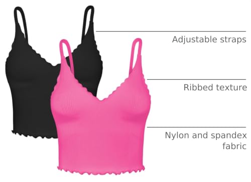 Image of Sunzel Tank Top for Women, V Neck Seamless Ribbed Crop Camisole with Ruffles