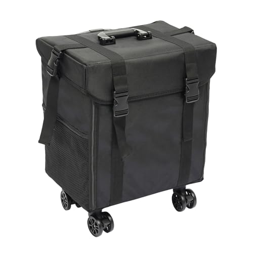 Eleeferri Rolling Makeup Case, Professional Makeup Train Case with 8 Drawers, 5-Layer Cosmetic Trolley, Pedicure/Manicure Organize Storage Case for Travel Large Capacity Barber Tools Bag